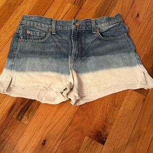 7 For All Mankind Blue and White Ombre Jean Shorts